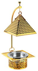 Gold plated stainless steel Pyramid Chafing Dish with Cover hanging rack