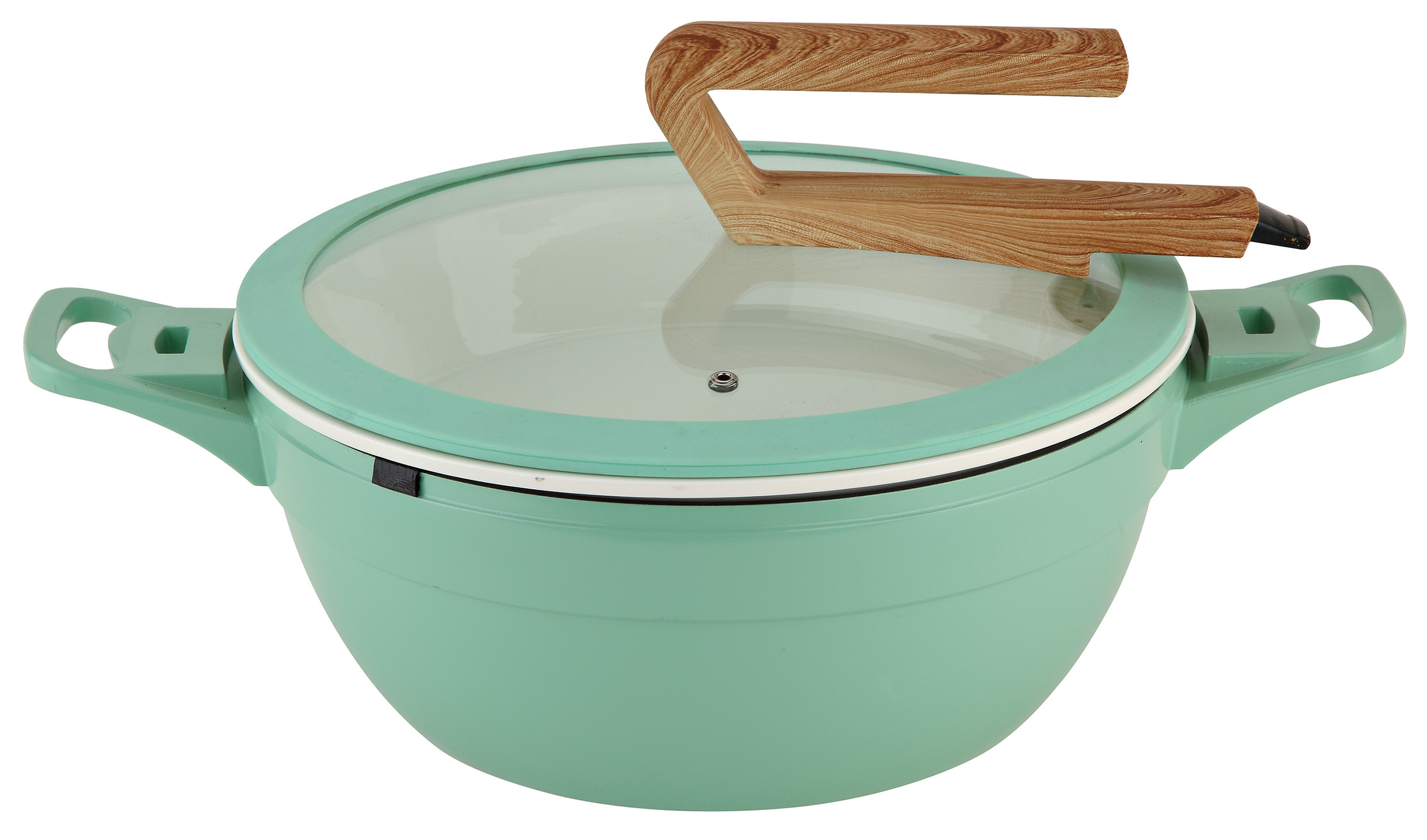 Round Buffet Cast Aluminum Pot with Glass lid