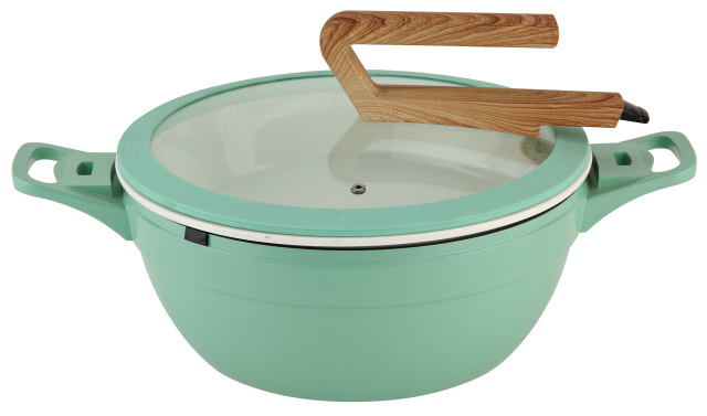 Round Buffet Cast Aluminum Pot with Glass lid