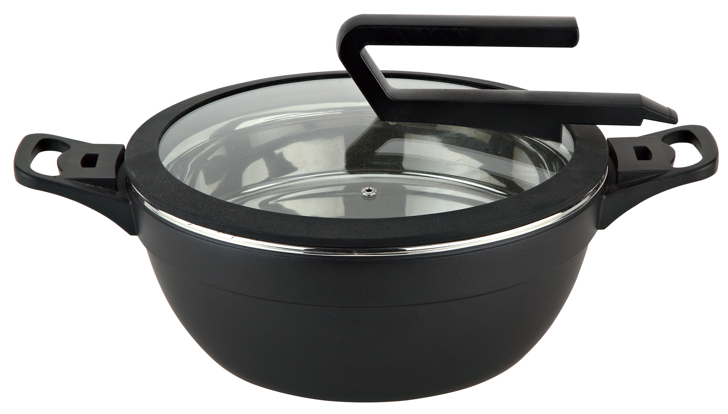 Round Buffet Cast Aluminum Pot with Glass lid