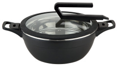 Round Buffet Cast Aluminum Pot with Glass lid