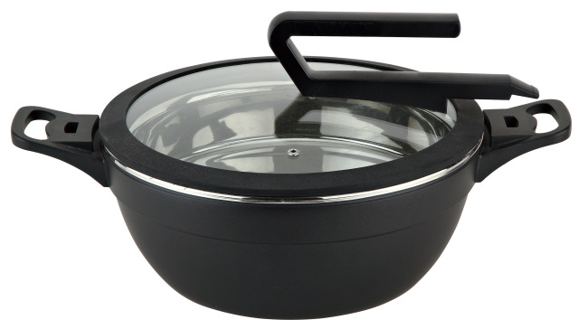 Round Buffet Cast Aluminum Pot with Glass lid