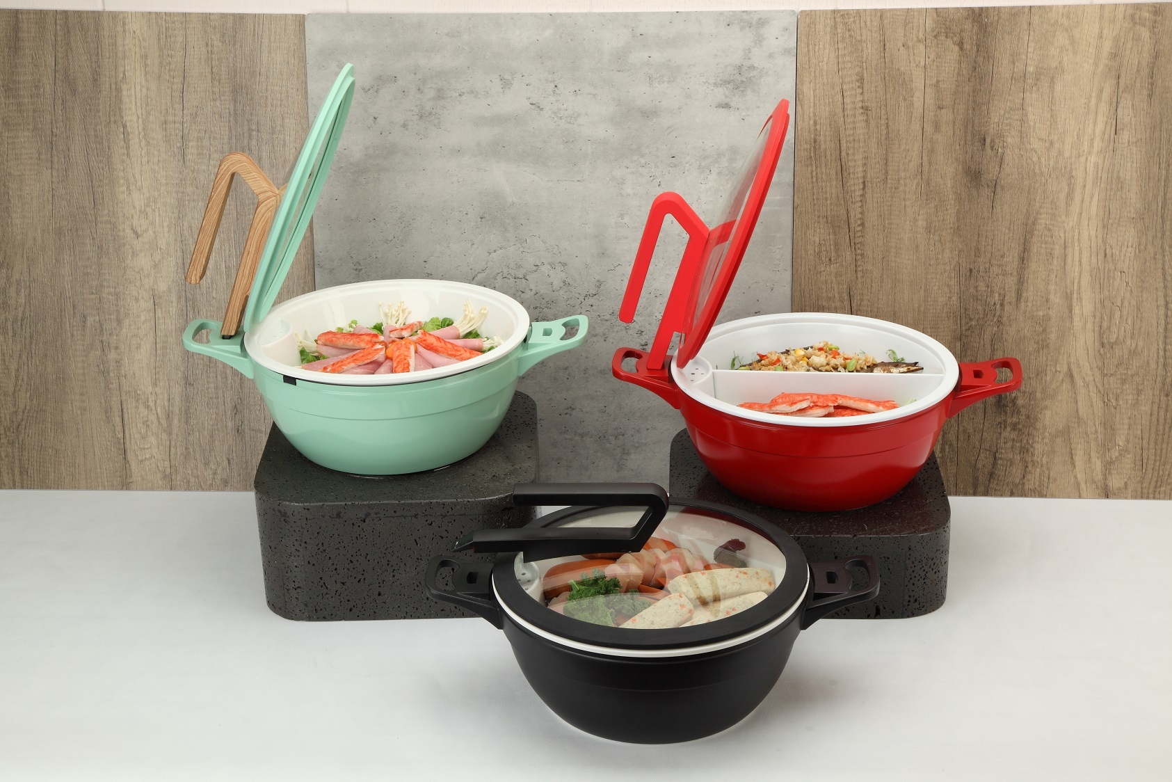 Round Buffet Cast Aluminum Pot with Glass lid/ Hydraulic Lid