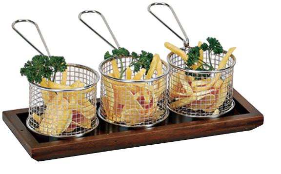 Wooden tray w/gourmet basket