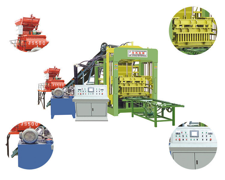 QT6-15 block machine hydraulic system close-up - stable pressure for brick forming