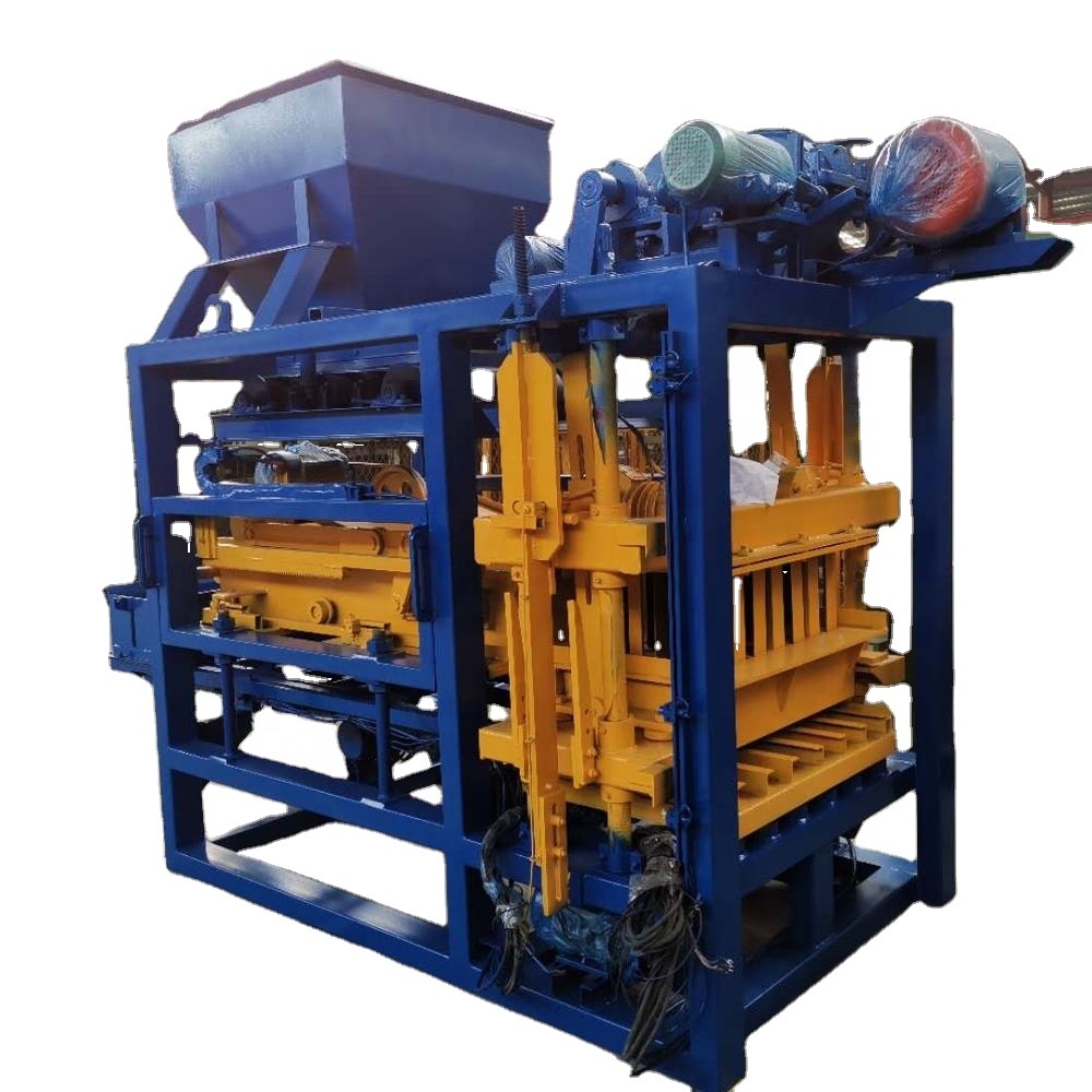 QT4-25 full production line: main machine + mixer + conveyor, 25s cycle, 3200-4500 hollow blocks/8hr