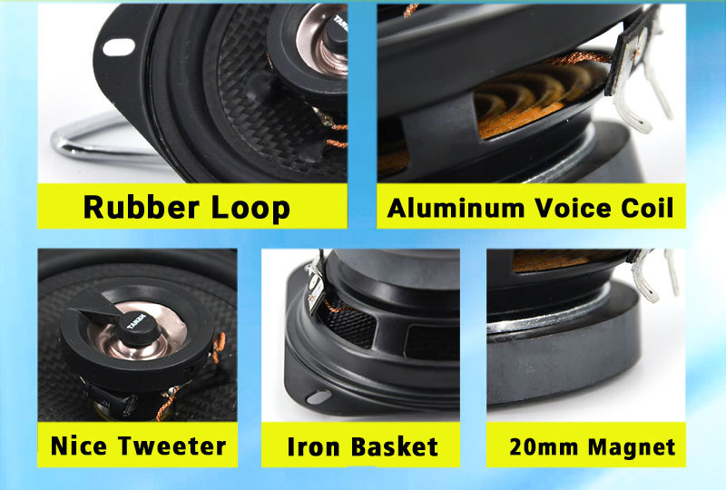 High quality 4 inch car audio coaxial speaker 3 Way active auto speaker