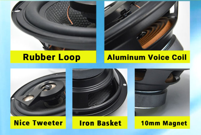 high quality 6/6.5 inch car audio coaxial speaker 3 Way high power active auto speaker (TB-612B)