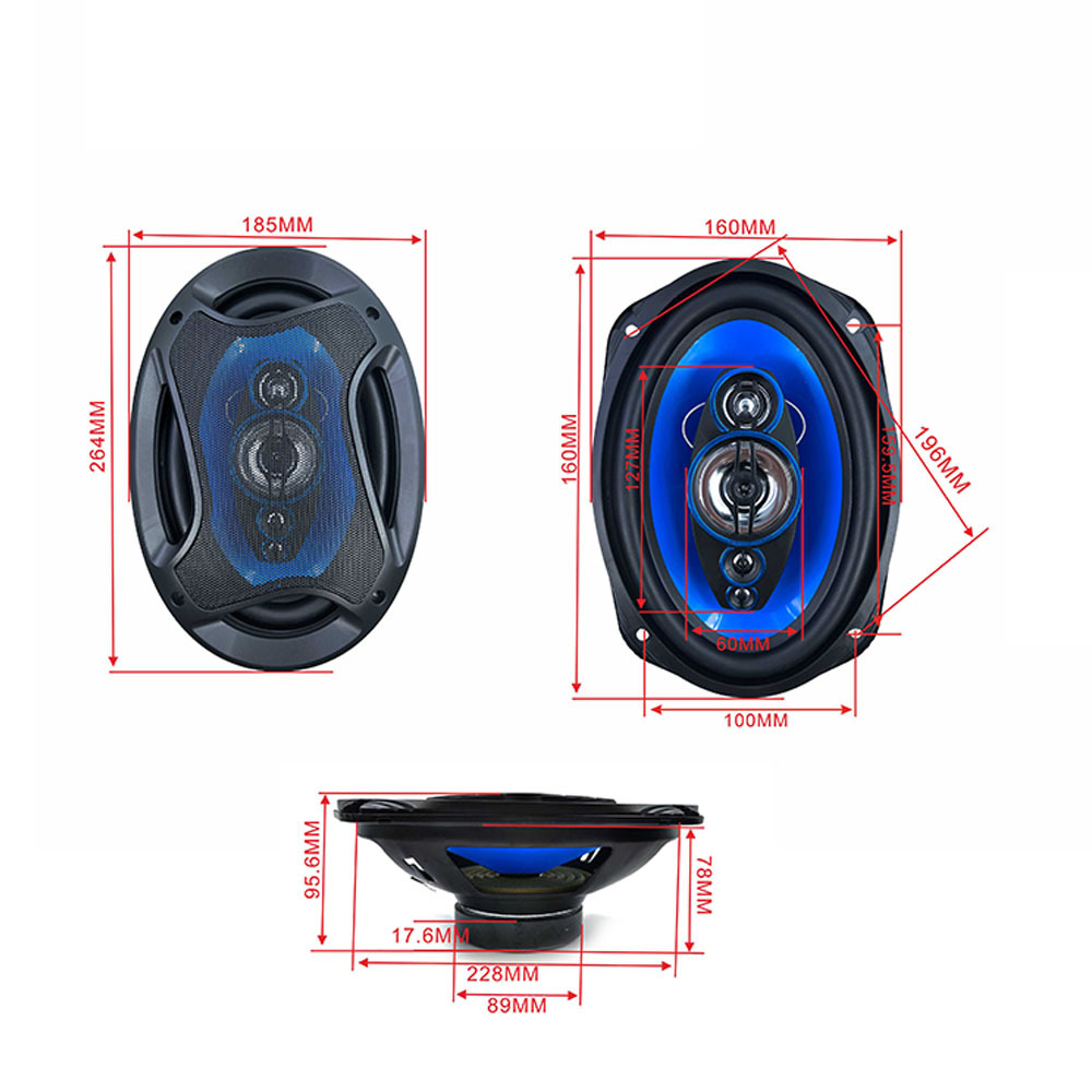 new colore cheap price 6*9 inch car audio coaxial speaker 3 Way high power active auto speaker(TP-6971)
