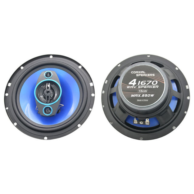 blue color 650W wholesale 6/6.5 inch car audio coaxial speaker 2 Way high power active auto speaker(1670)