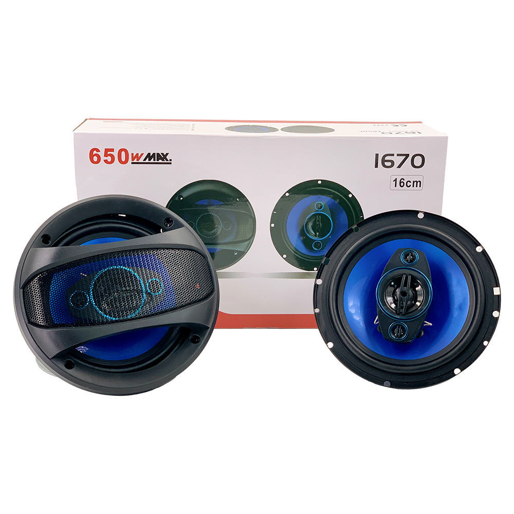 blue color 650W wholesale 6/6.5 inch car audio coaxial speaker 2 Way high power active auto speaker(1670)