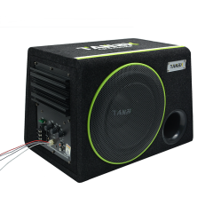 high quality 10 inch trapezoid subwoofer car audio active subwoofer with box and amplifier