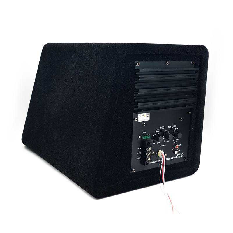 high quality 10 inch trapezoid subwoofer car audio active subwoofer with box and amplifier