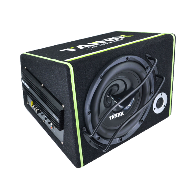 new style 10 inch car active subwoofer trapezoid subwoofer with box and amp