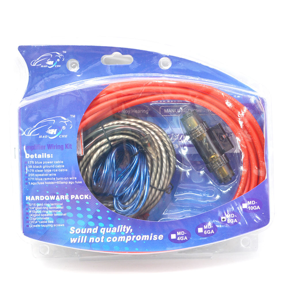 Car amplifier cable set 8 GA subwoofer amplifier installation kit