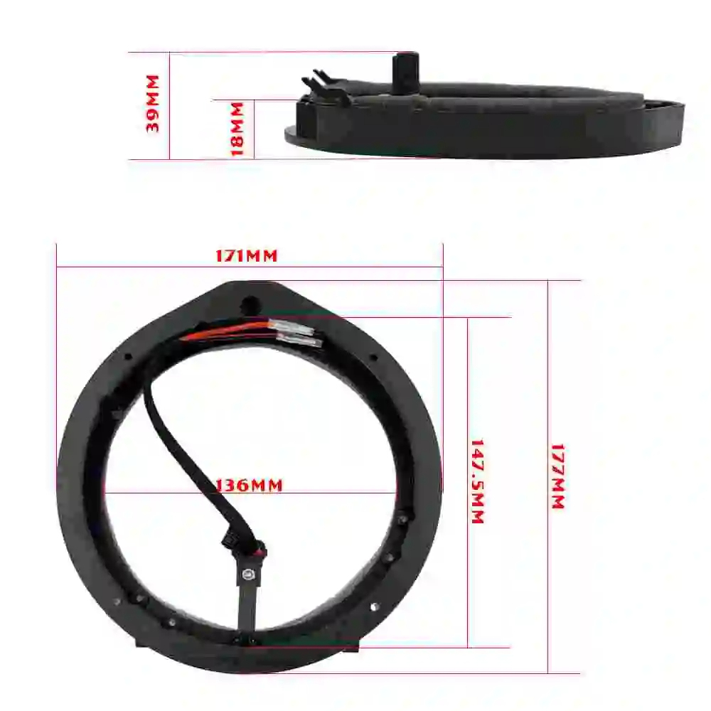 Manufacturer supply new 6.5 inch car door audio speaker gasket plastic material pad include wire for honda cars 65A