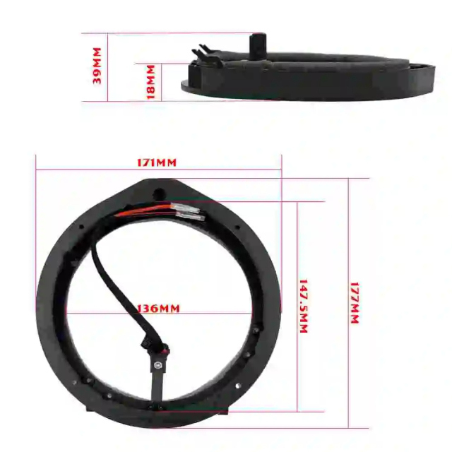 Manufacturer supply new 6.5 inch car door audio speaker gasket plastic material pad include wire for honda cars 65A