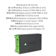 High Quality Class D 4 Way Car Speaker Amplifier TB-TF124D