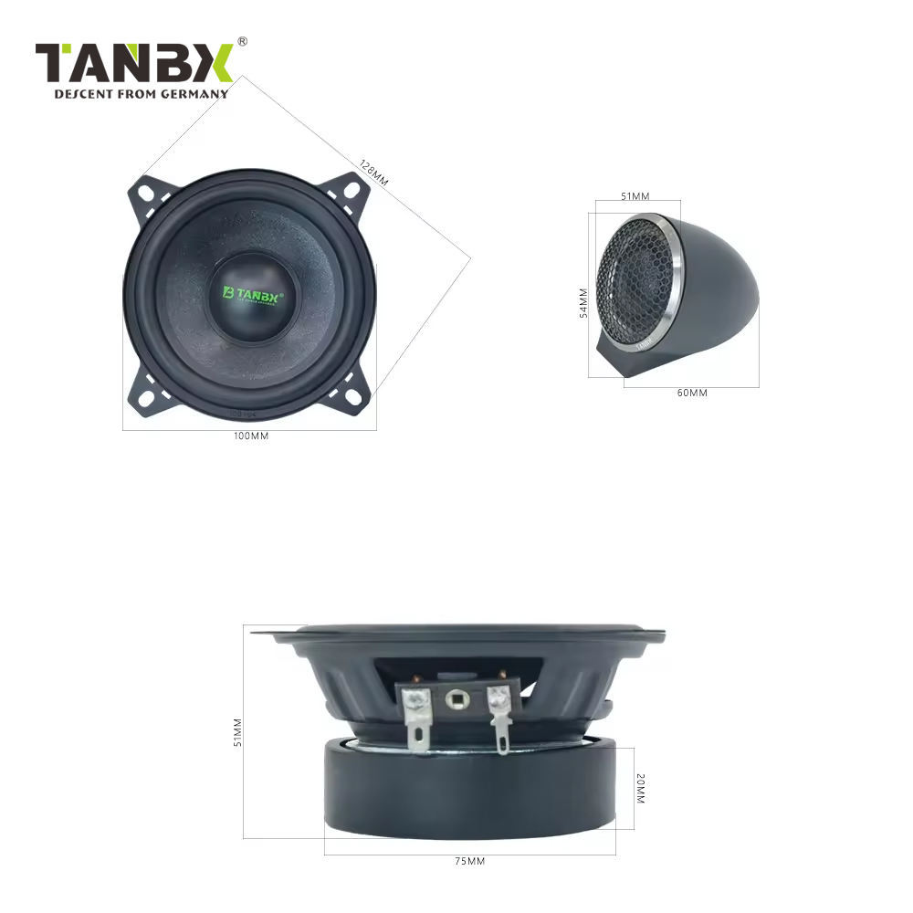 New Design Car Audio System 4Inch 2-way Car Component Speaker Full Range Midrange Speakers with TweetersTB-415