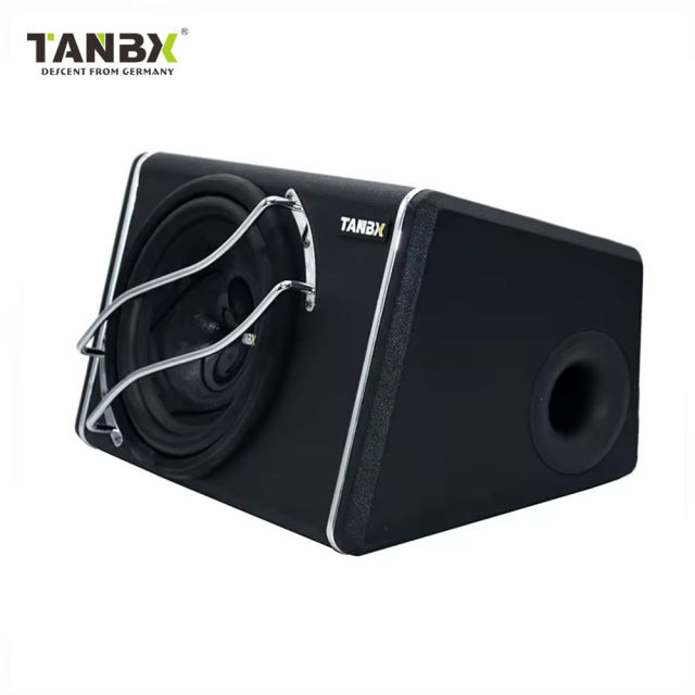 TANBX 10 Inch Trapezoid Speaker Subwoofer with Amplifier Pure Bass Car Active Subwoofer Enclosure TB-1310