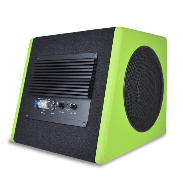 TANBX 10inch Trapezoid Speaker Subwoofer with Amplifier Pure Bass Car Active Subwoofer Enclosure TB-S310
