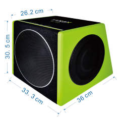 TANBX 10inch Trapezoid Speaker Subwoofer with Amplifier Pure Bass Car Active Subwoofer Enclosure TB-S310
