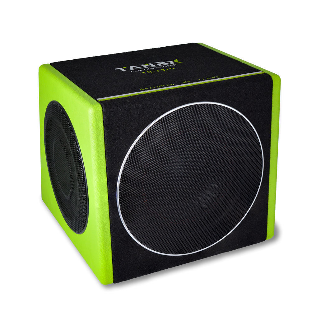 TANBX 10inch Trapezoid Speaker Subwoofer with Amplifier Pure Bass Car Active Subwoofer Enclosure TB-S310