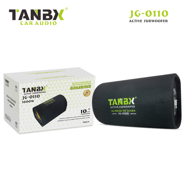 TANBX TB-JG-0110 10 Inch Active Car Subwoofer Tunnel Port Bass Speaker with Amplifier and Enclosure Box