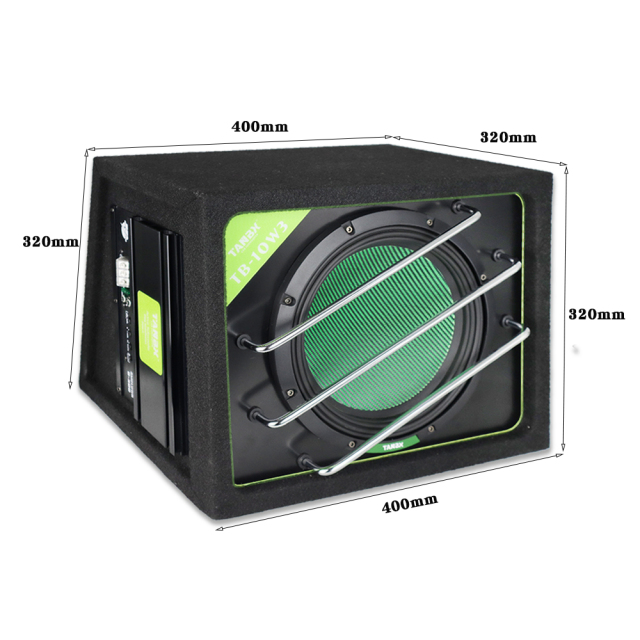 Factory Wholesale TB-10W3 10 Inch Active Car Subwoofer Trapezoid Bass Speaker with Amplifier and Enclosure Box