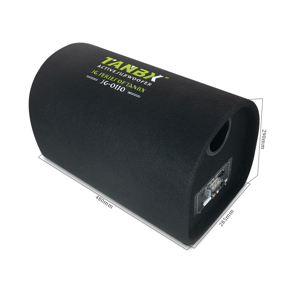 TANBX TB-JG-0110 10 Inch Active Car Subwoofer Tunnel Port Bass Speaker with Amplifier and Enclosure Box