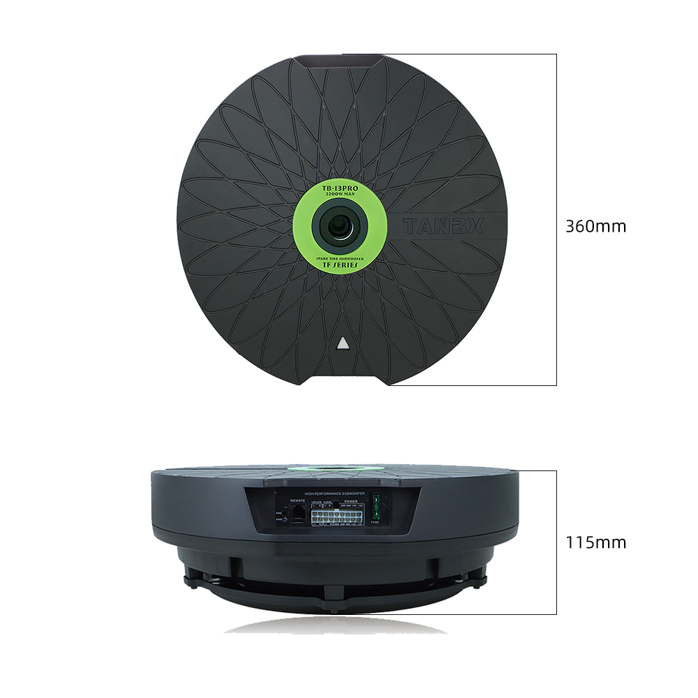 TANBX TB-13PRO 800W 13 Inch Ultra-Thin Active Car Subwoofer Spare Tire Bass System with Controller
