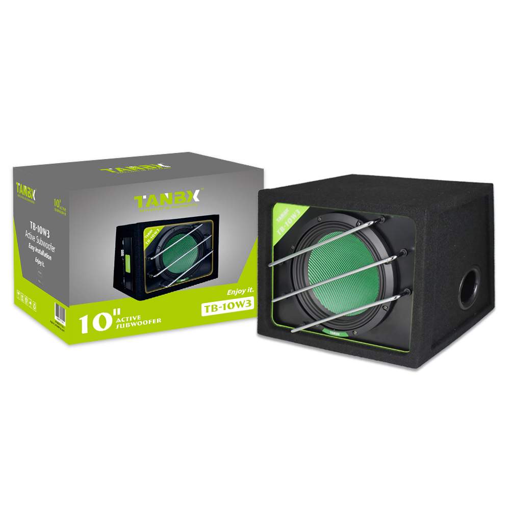 Factory Wholesale TB-10W3 10 Inch Active Car Subwoofer Trapezoid Bass Speaker with Amplifier and Enclosure Box