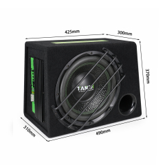 TANBX 12 Inch Big Power Trapezoid Subwoofer Car Audio Active with Box and Amp TB-1480 Single Coil 350W-550W 20-16000Hz