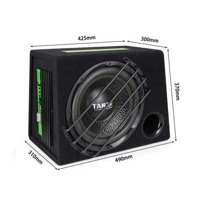 TANBX 12 Inch Big Power Trapezoid Subwoofer Car Audio Active with Box and Amp TB-1480 Single Coil 350W-550W 20-16000Hz