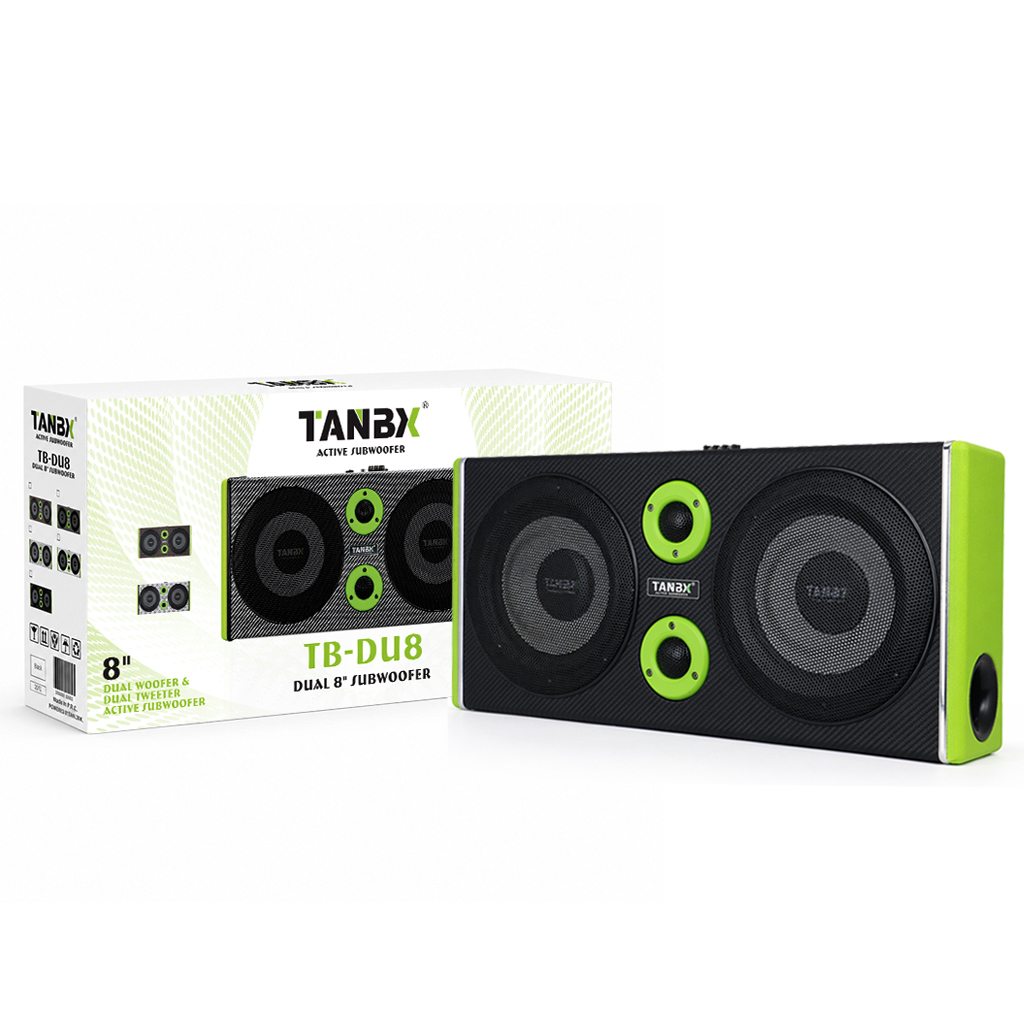 TB-DU8-05 8-Inch Dual Powered Subwoofer Box with Tweeters