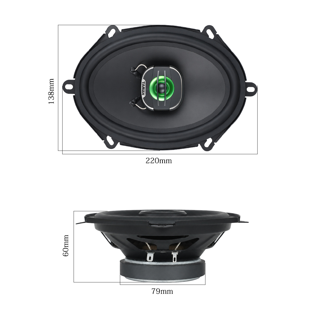 TANBX 6×9 Inch Coaxial Car Speakers – 2-Way Oval Automotive Door Speakers