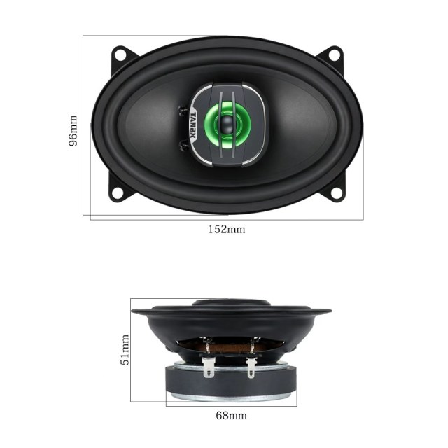 TANBX TB-1046 4×6 Inch Coaxial Car Speakers – 150W Peak Power 4Ω 2-Way Automotive Speakers