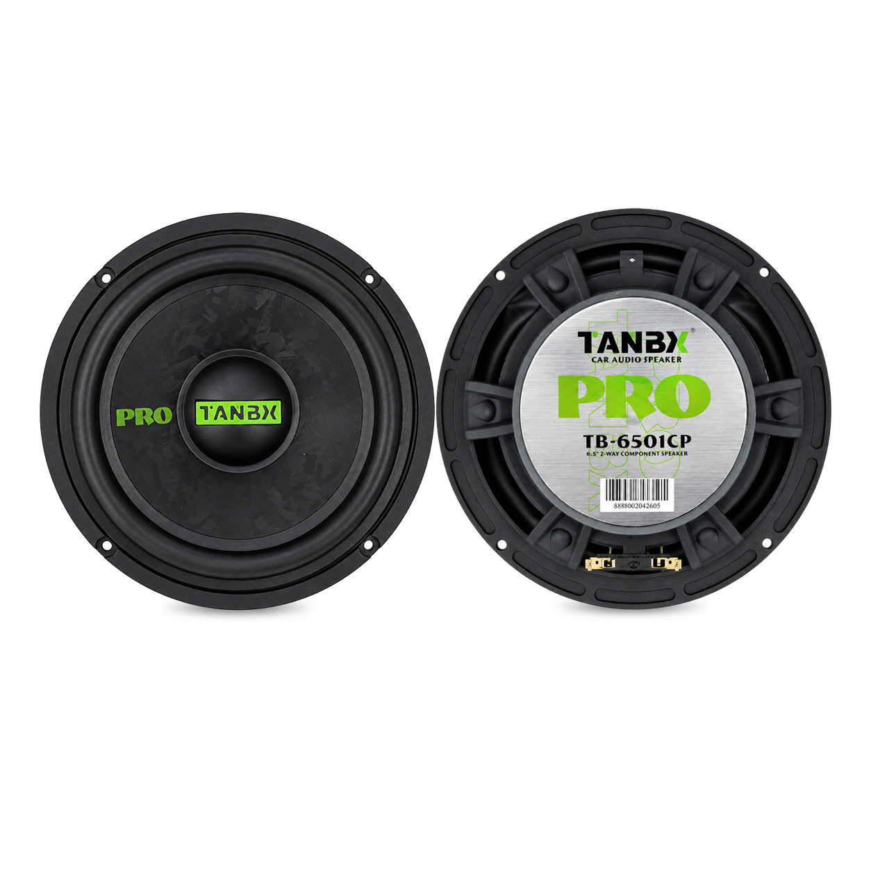 TANBX TB-6501CP 6.5 Inch 2-Way Component Car Audio Speaker 300W 4 Ohm 80W RMS with Tweeter & Crossover
