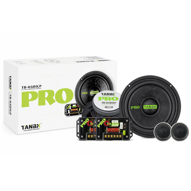 TANBX TB-6501CP 6.5 Inch 2-Way Component Car Audio Speaker 300W 4 Ohm 80W RMS with Tweeter & Crossover