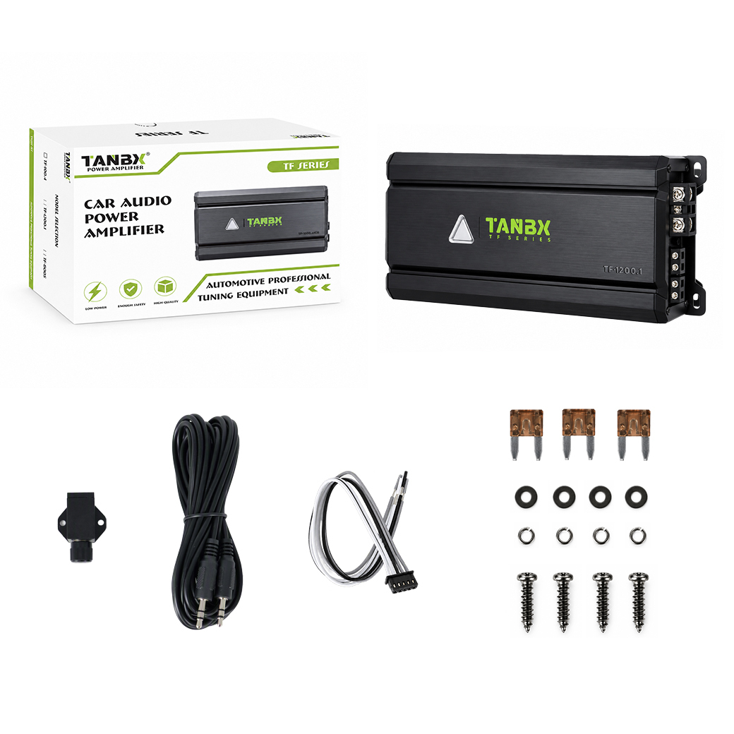 TANBX TF-1200.1 1 Channel Class D Car Audio Amplifier 1000W RMS 1 Ohm Monoblock Subwoofer Power Amplifier