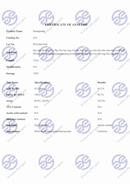 GLP-1 Injection Peptide Semaglutide 5mg 10mg Raw Powder for Weight Loss