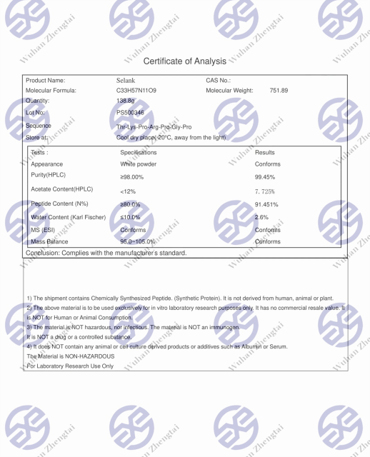 100% Secure Delivery of Semax Selank 2mg 5mg 10mg Raw Powder