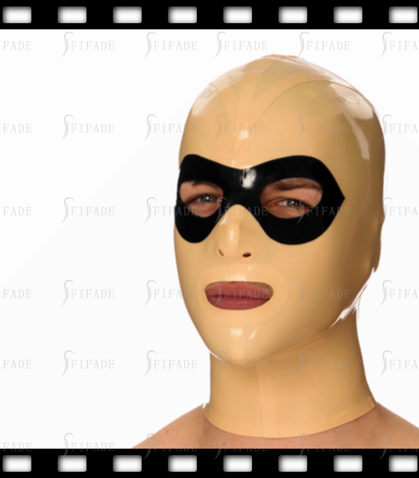 Latex Catsuit for Men Hoods Mask Eyes Wide Trims Classic