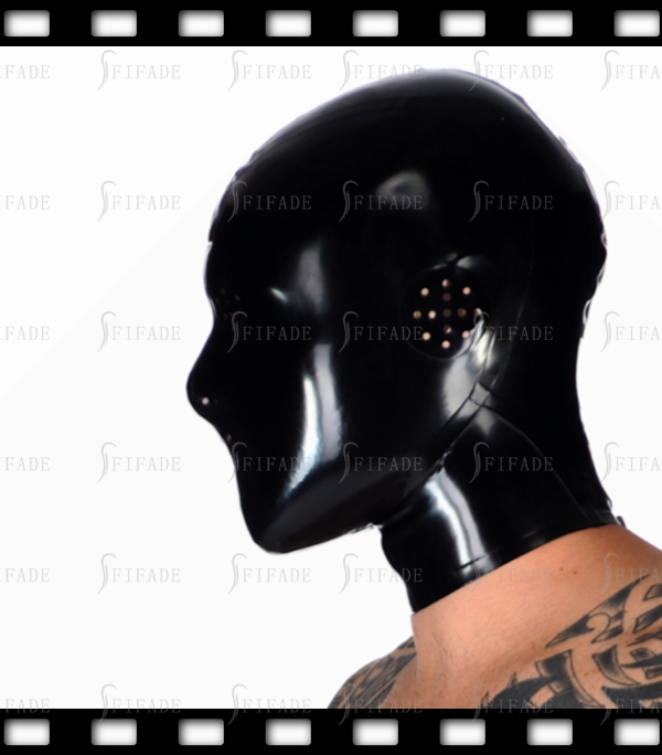 Latex Catsuits Hoods Masks Tiny Holes Fly Eyes BDSM Hoods Cosplay Black Customized