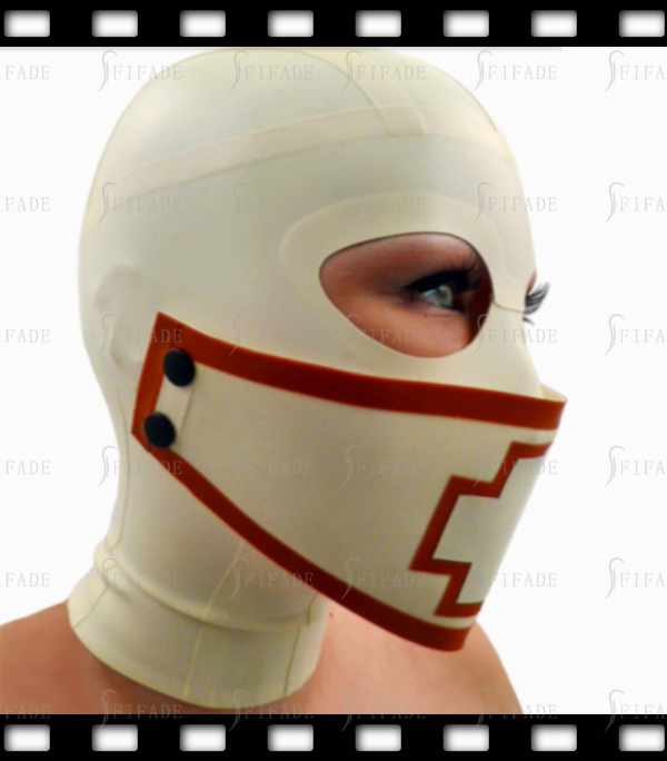 Latex Catsuits Hoods Masks Unique Cool Unisex Hoods Big Eyes Mouth Cover Cross Customized