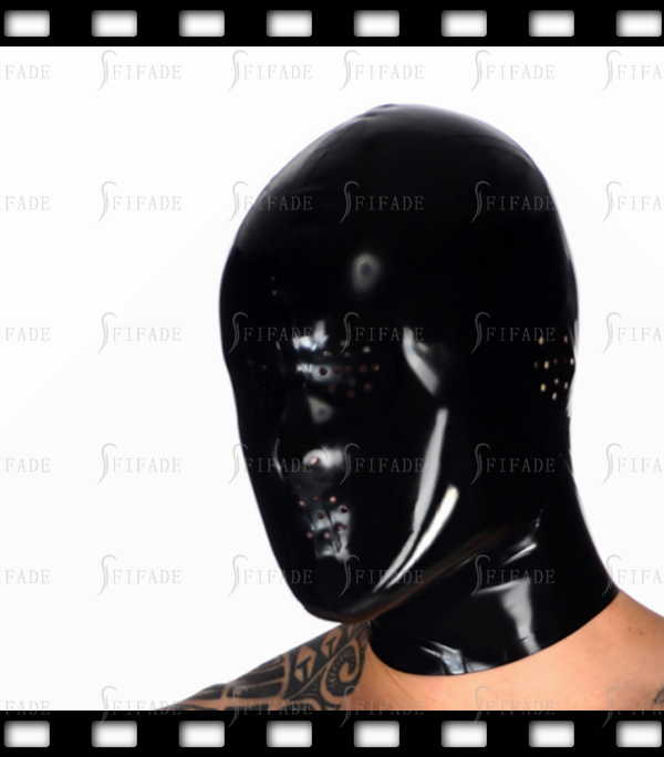 Latex Catsuits Hoods Masks Tiny Holes Fly Eyes BDSM Hoods Cosplay Black Customized