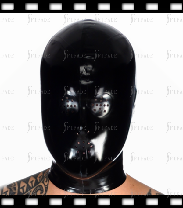 Latex Catsuits Hoods Masks Tiny Holes Fly Eyes BDSM Hoods Cosplay Black Customized
