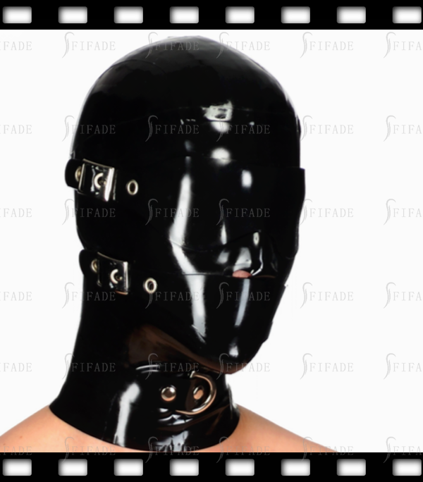 Latex Hood Rubber Full Face Blinder Detachable Cover Eye Mouth Mask Customized 0.4mm