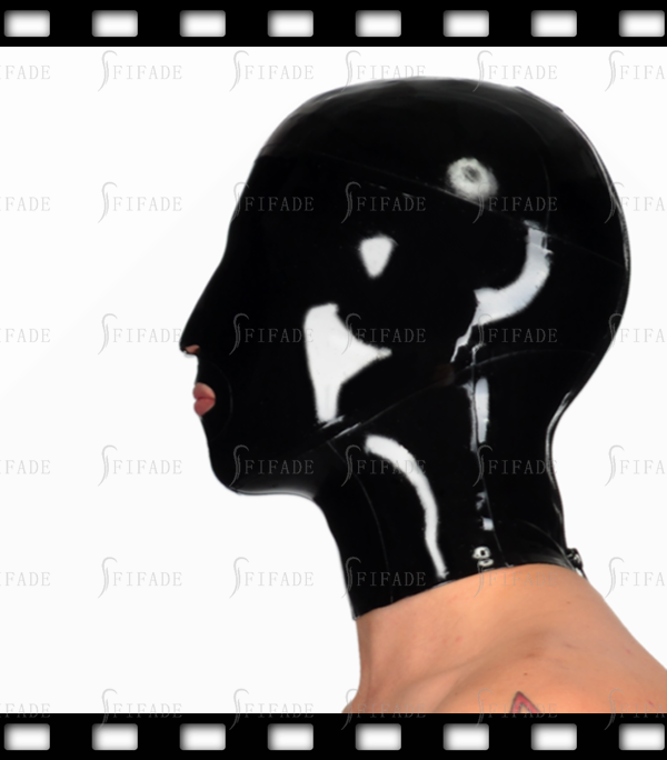 Latex Hood Mask Blinder Style Mouth Open Small Nose Hole Customized 0.4mm