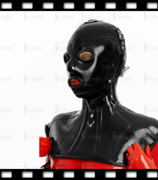 Latex Rubber Hoods Masks Bondage Dark Punk D-Rings BDSM Around Trims Customized 0.6mm thickness